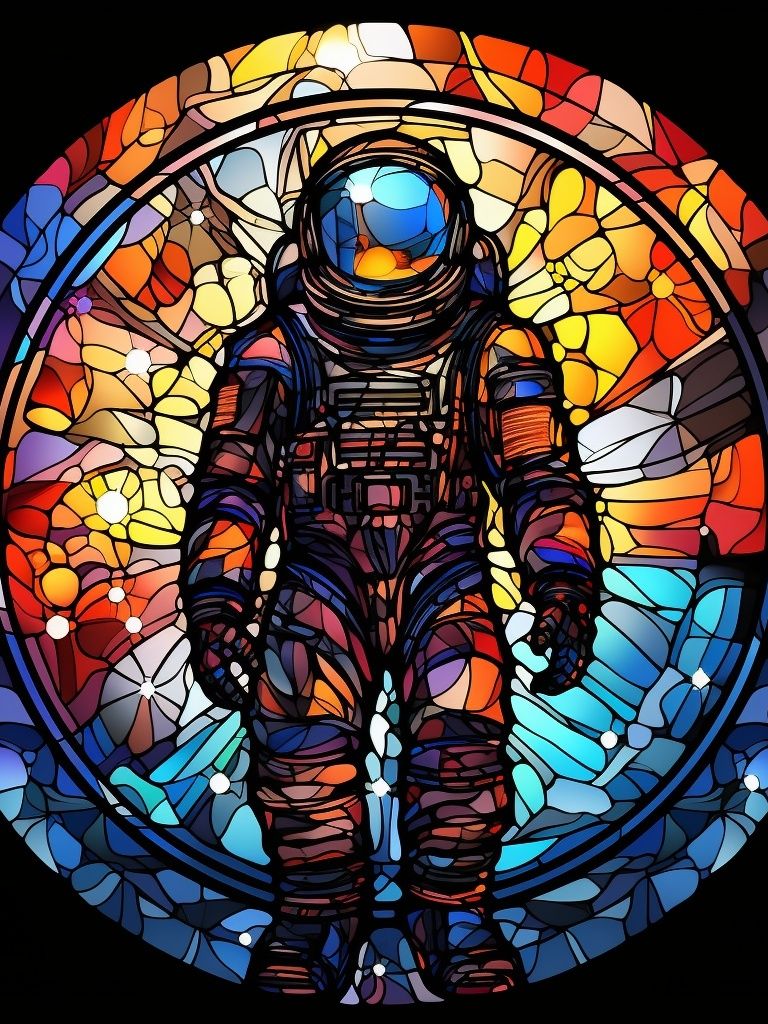 Astronaut Stained Glass Poster. poster detail