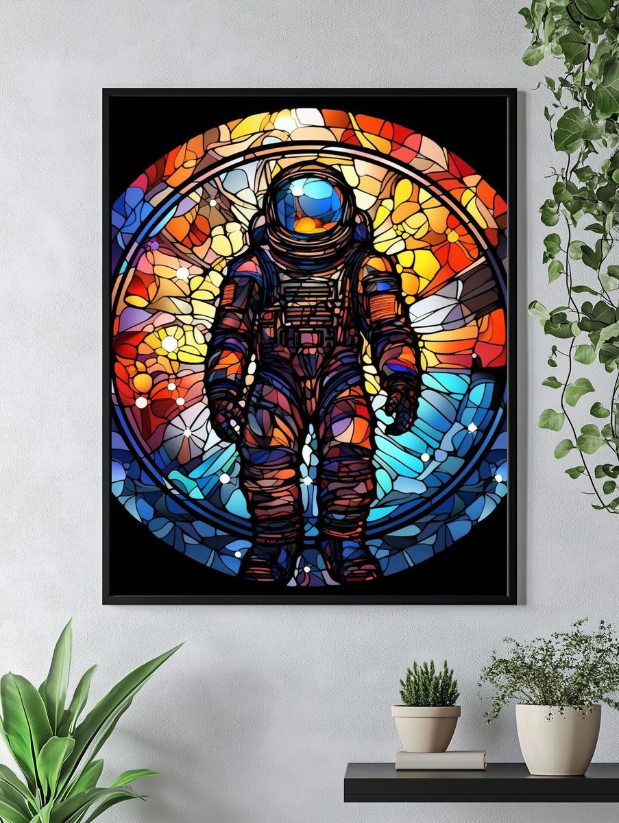 Astronaut Stained Glass Poster. — room view 4