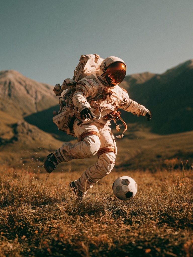 Astronaut Soccer Photography Poster. poster — photography art