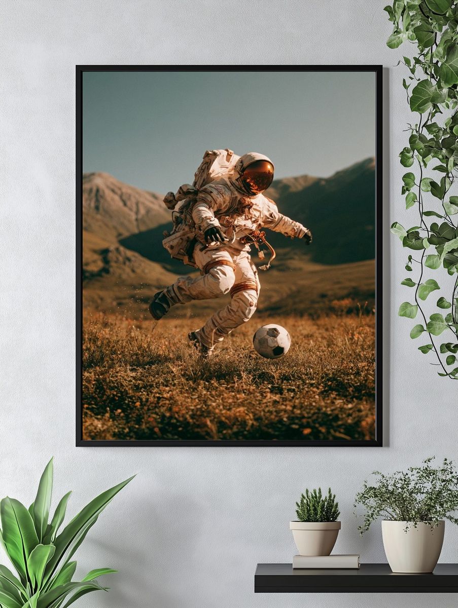 Astronaut Soccer Photography Poster. — room view 4