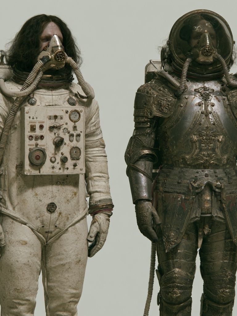Dual Astronaut Portrait Print. poster — illustration art