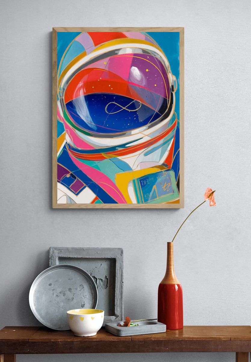 Colorful Astronaut — Digital Art Print. — room view 3