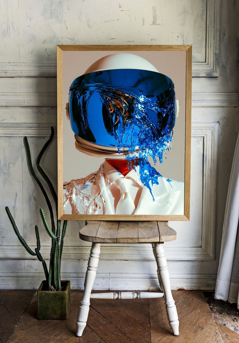Astronaut Helmet Surrealism Print. — room view 1