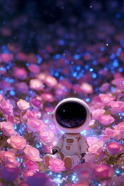 Astronaut in Flower Field