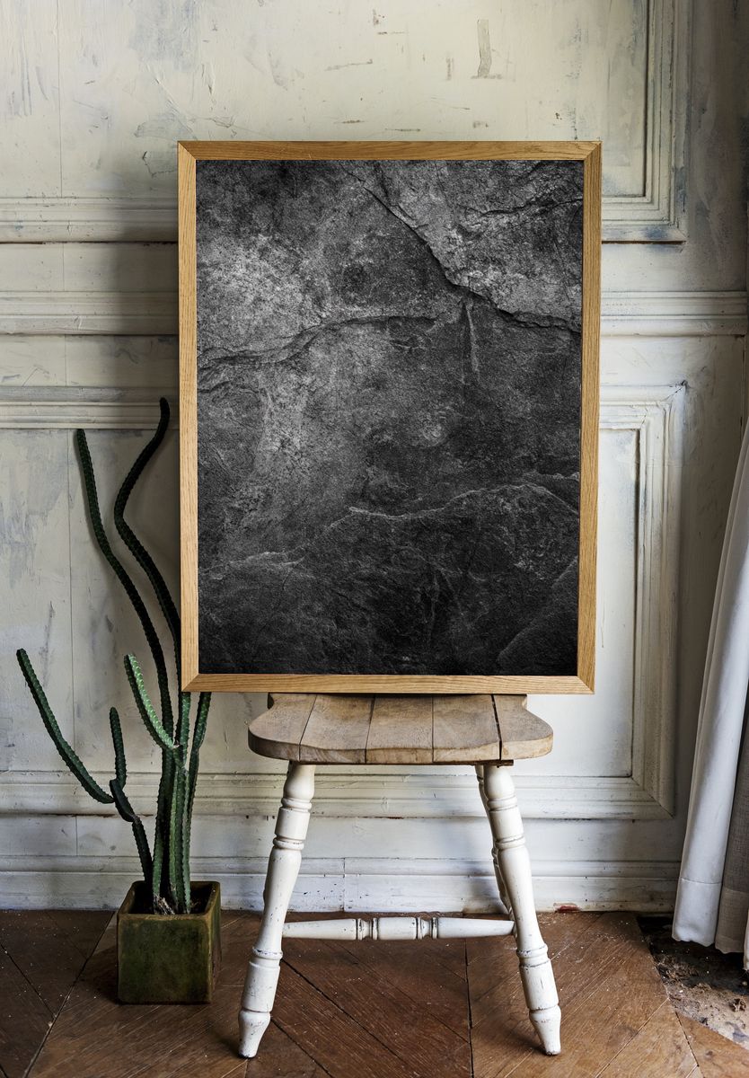 Monochrome Stone Texture Poster. room preview