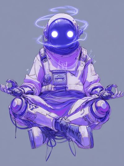 Meditating Astronaut Digital Art Poster. poster print