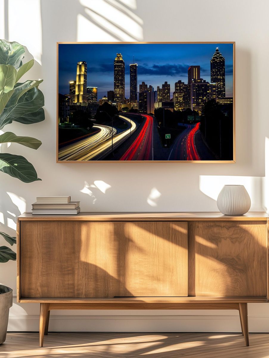 Atlanta Skyline Night Photography Poster. — room view 3