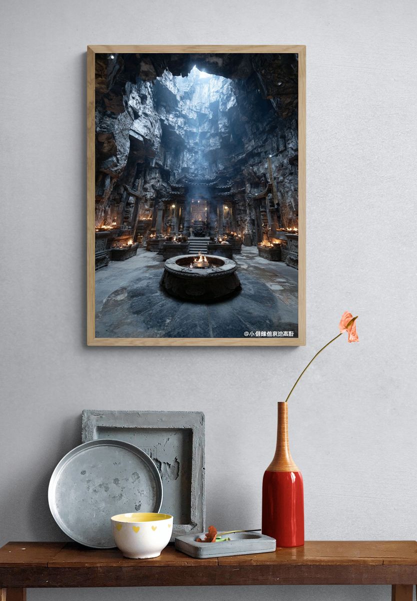 Ancient Temple Interior — Photography Print. — room view 3