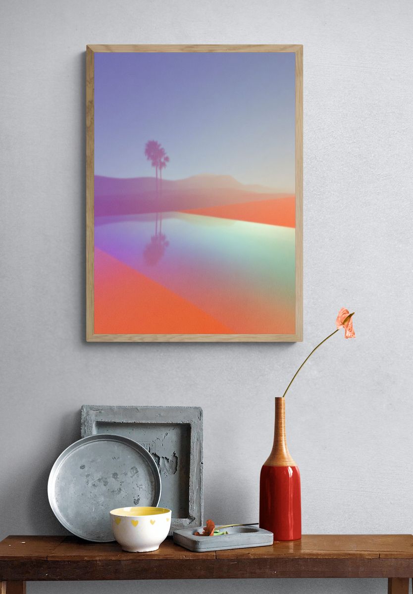 Palm Tree Reflection — Abstract Print. — room view 3