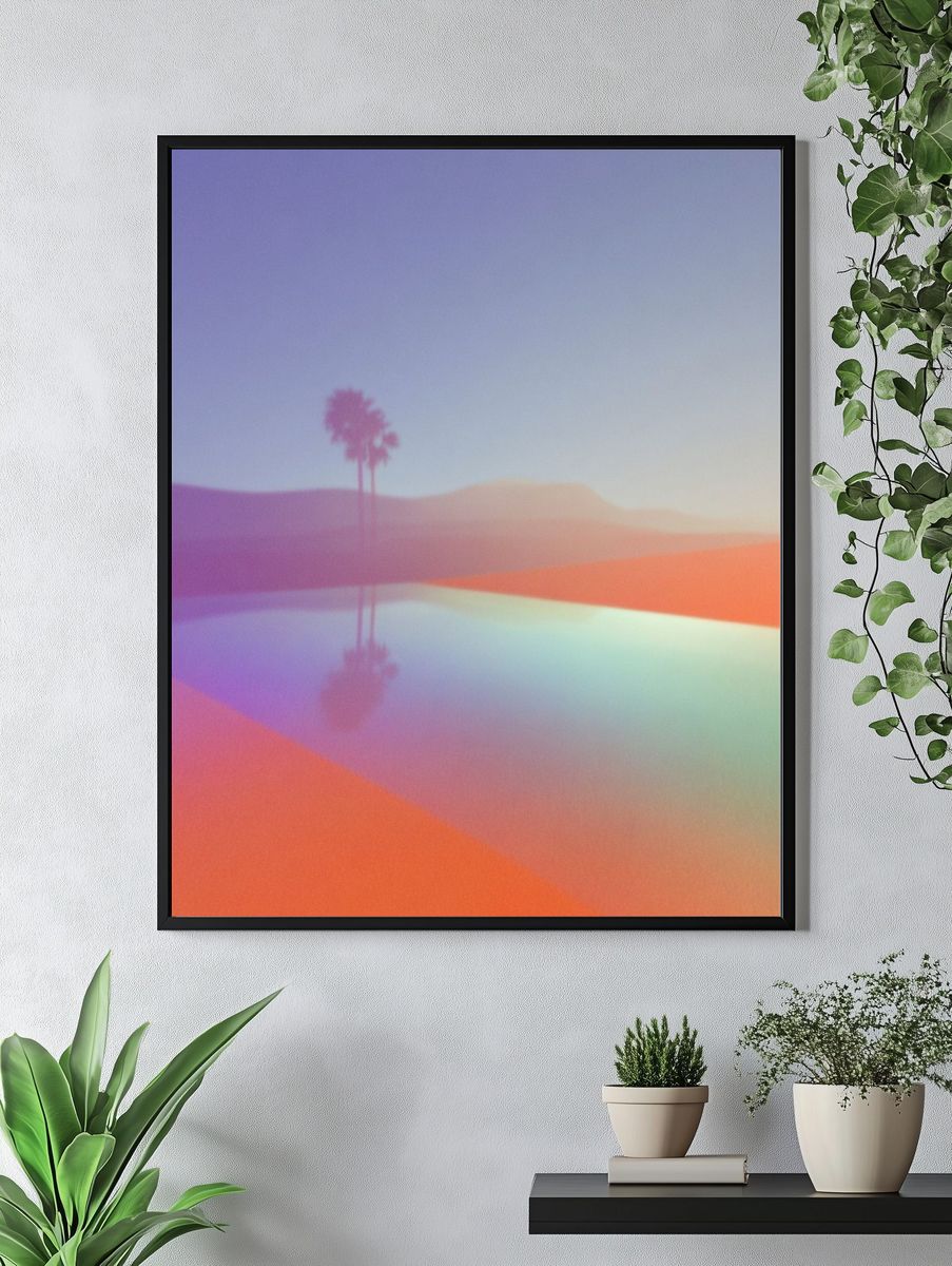 Palm Tree Reflection — Abstract Print. — room view 4