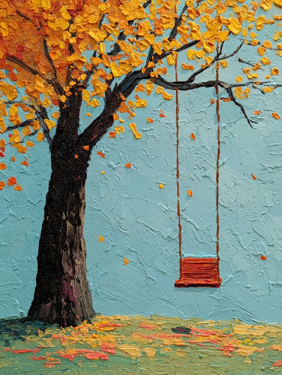 Autumn Tree with Swing — Fine Art Print. poster detail