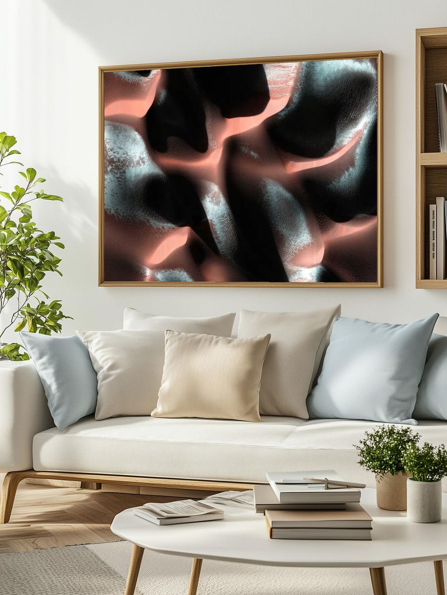 Abstract Textured Waves Poster. — room view 2