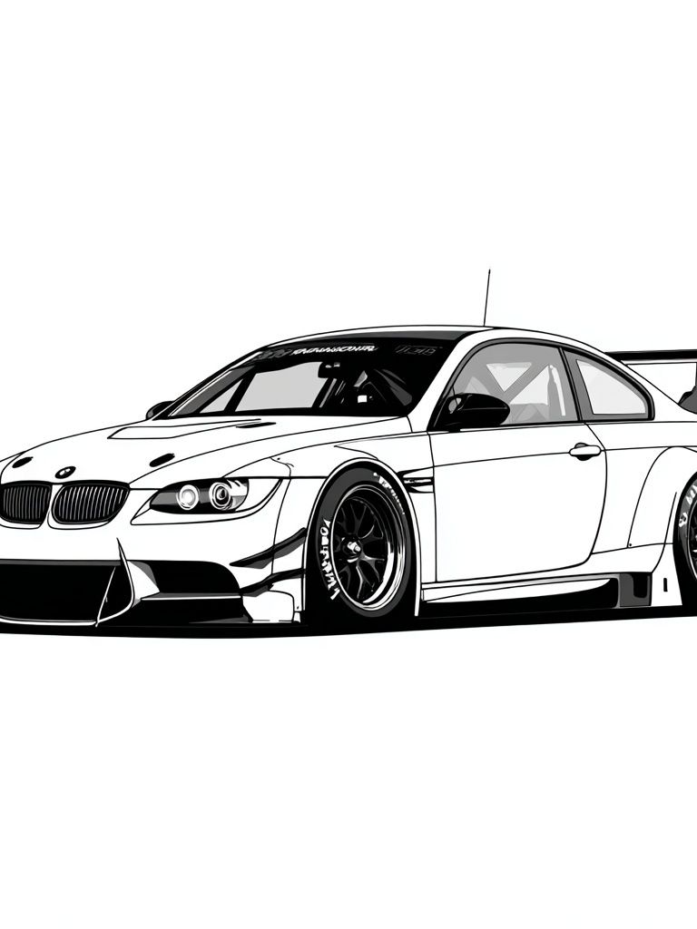 BMW M3 Drift Car Illustration Poster. poster detail