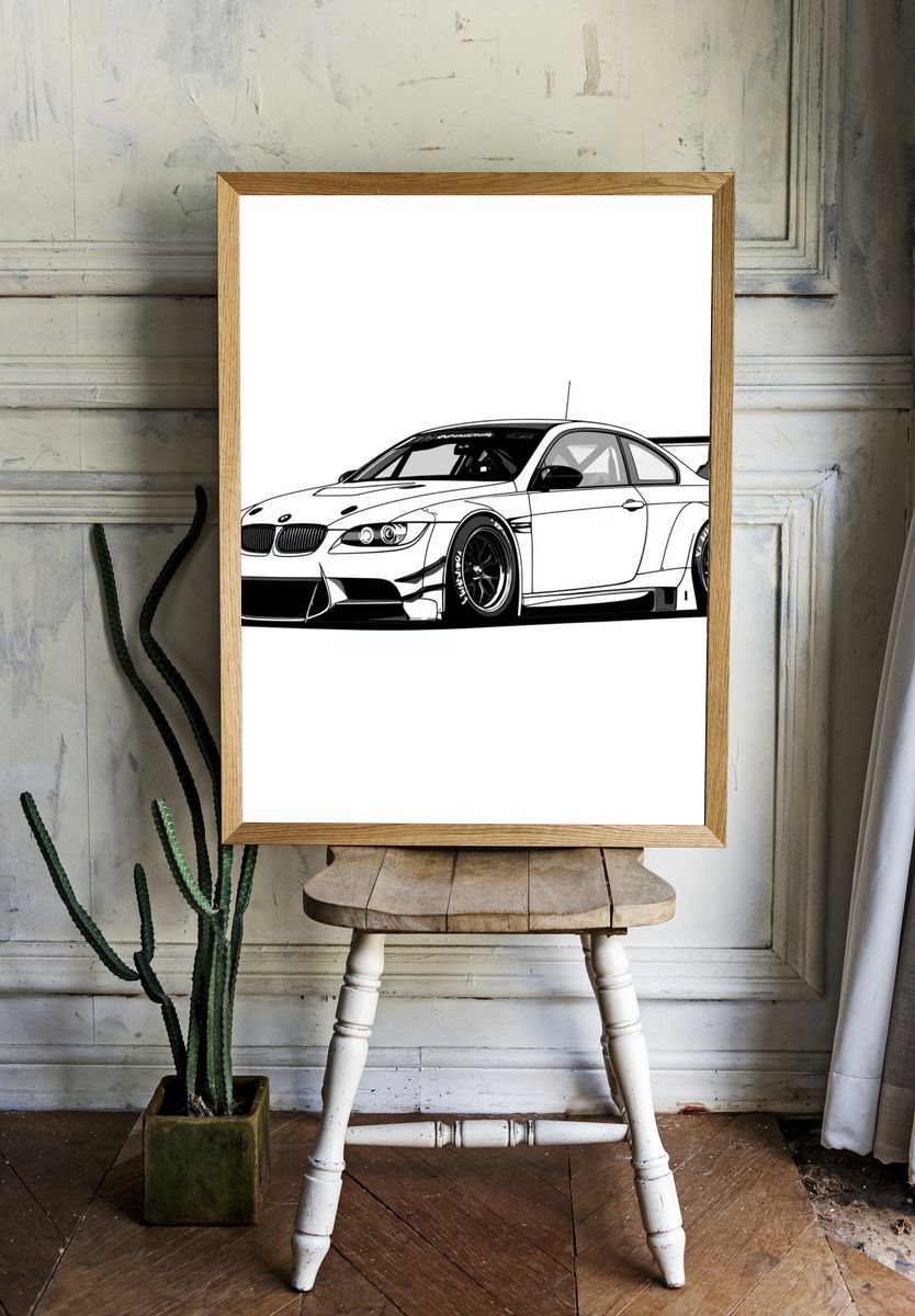 BMW M3 Drift Car Illustration Poster room preview