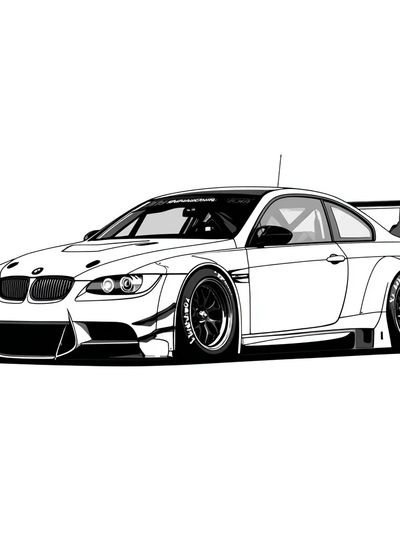 BMW M3 Drift Car Illustration Poster.