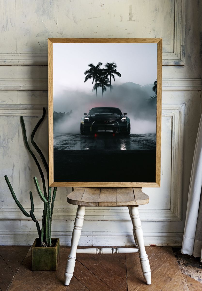 Nissan GT-R Drift Photography Poster. — room view 1