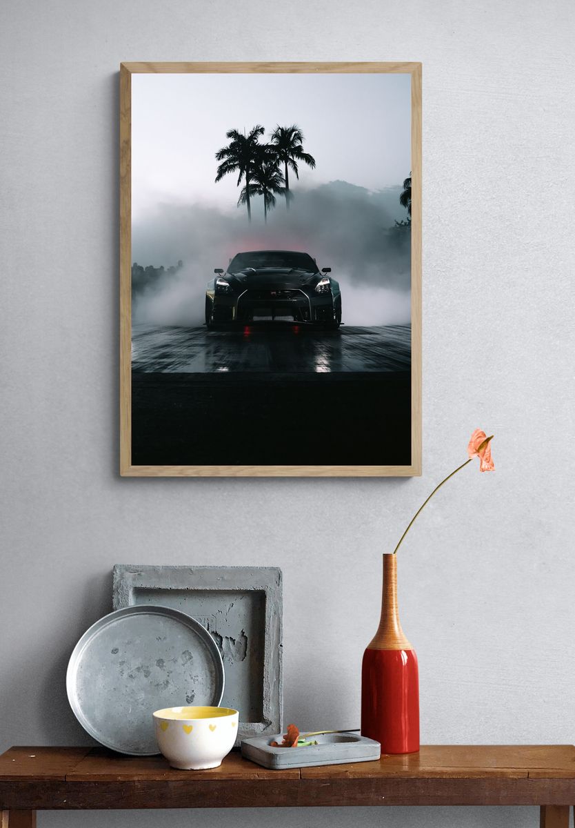 Nissan GT-R Drift Photography Poster. — room view 3