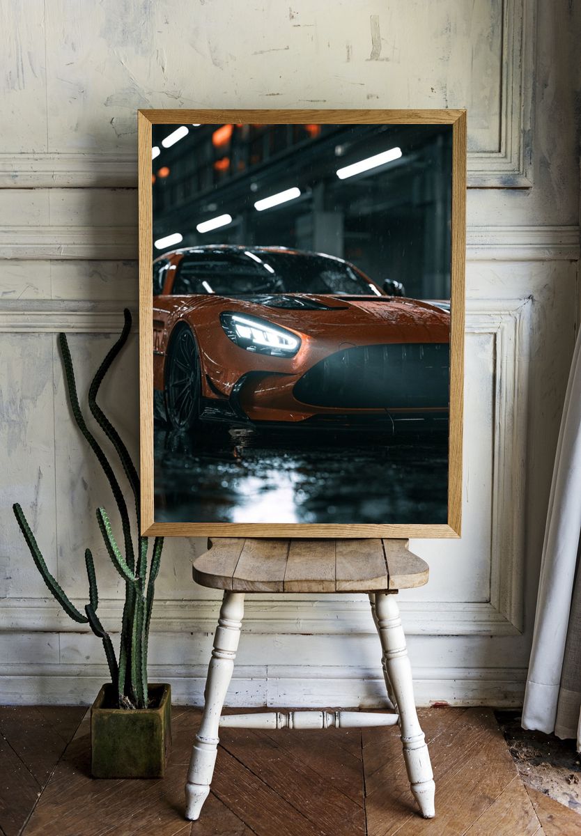 Orange Supercar Photography Poster. — room view 1