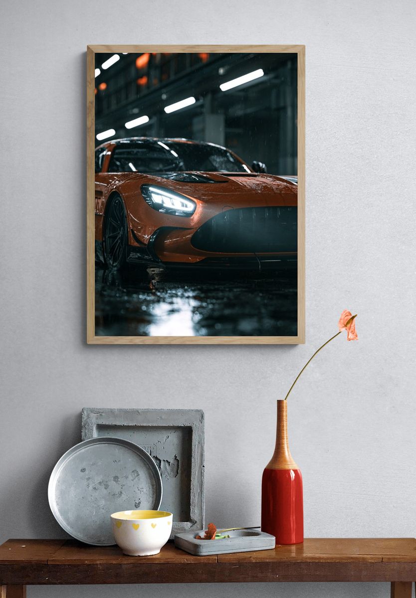Orange Supercar Photography Poster. — room view 3