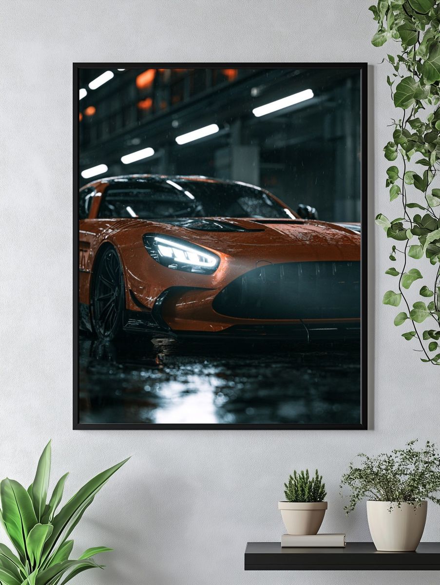 Orange Supercar Photography Poster. — room view 4