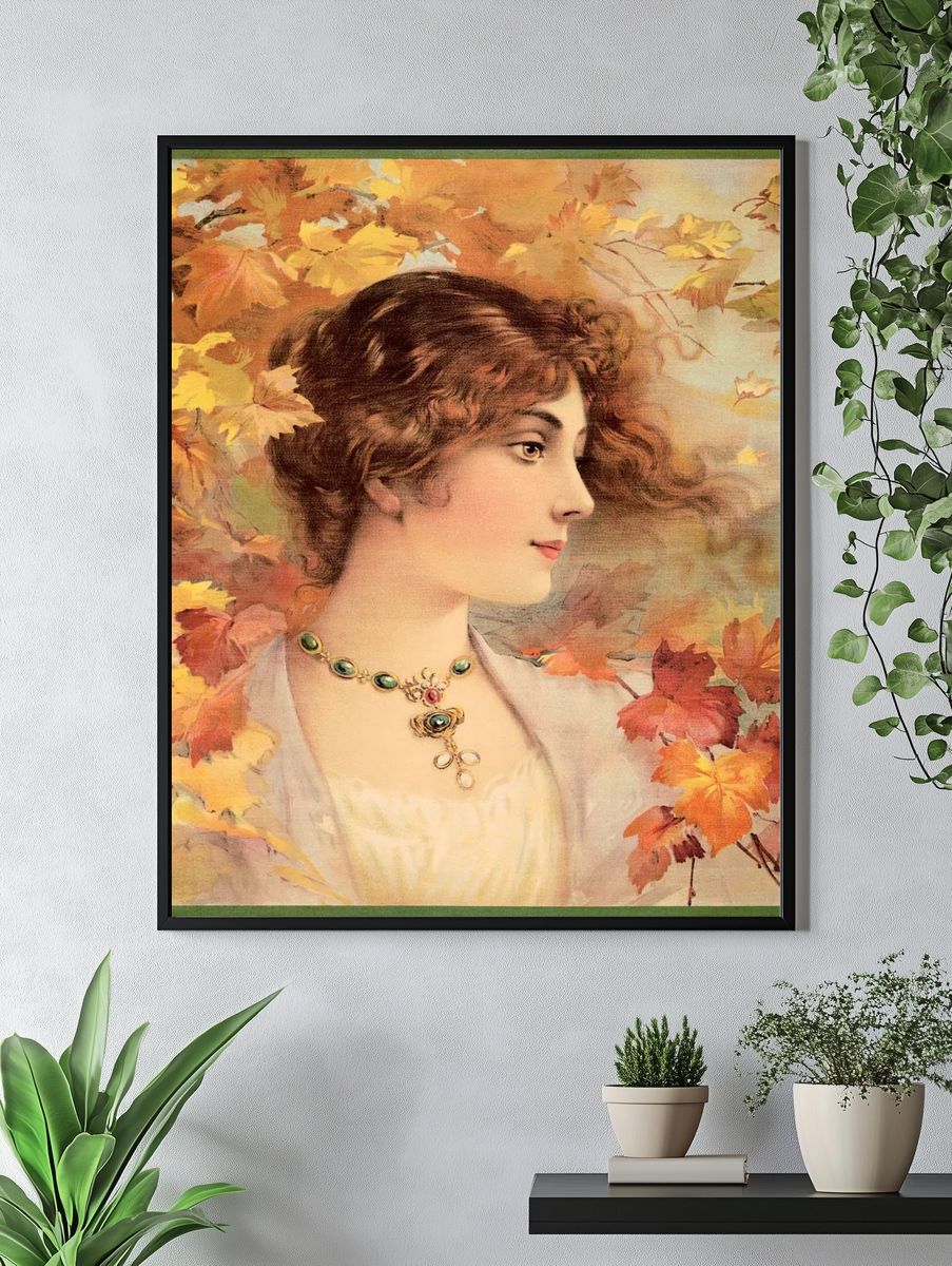 Aesthetic woman Autumn, chromolithograph print. — room view 4