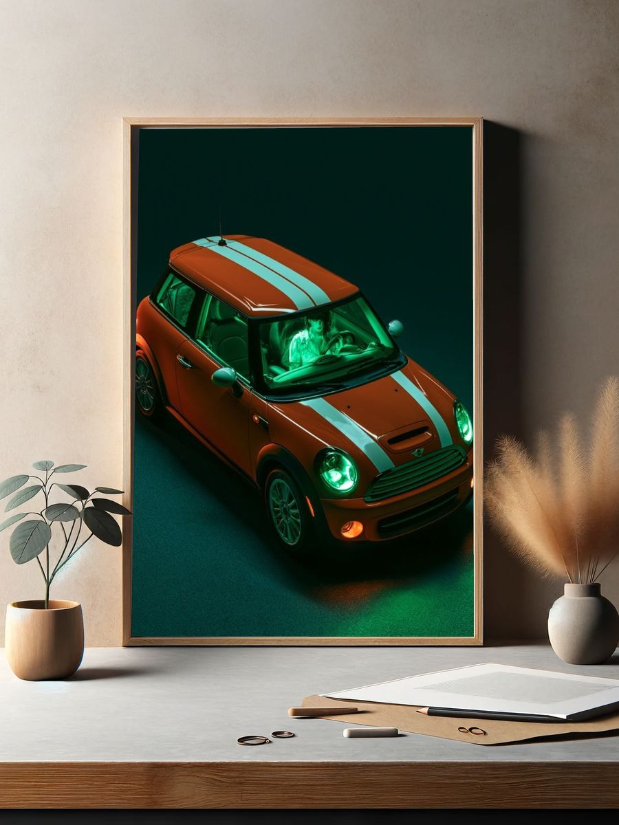 Mini Cooper Neon Drive Poster. — room view 2