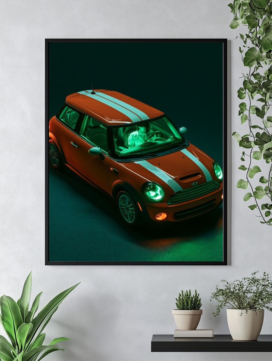Mini Cooper Neon Drive Poster. — room view 4