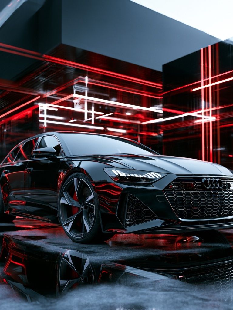 Audi Neon Garage Photography Poster. poster — photography art