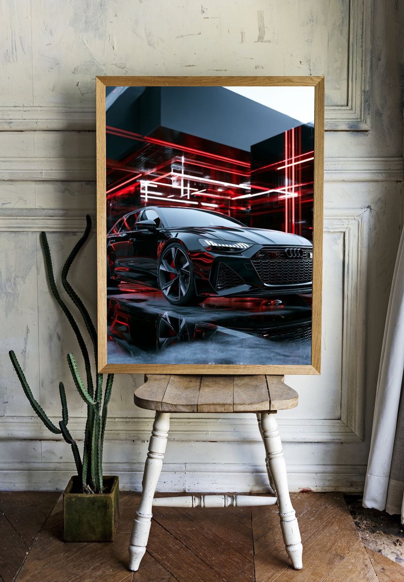 Audi Neon Garage Photography Poster. room preview