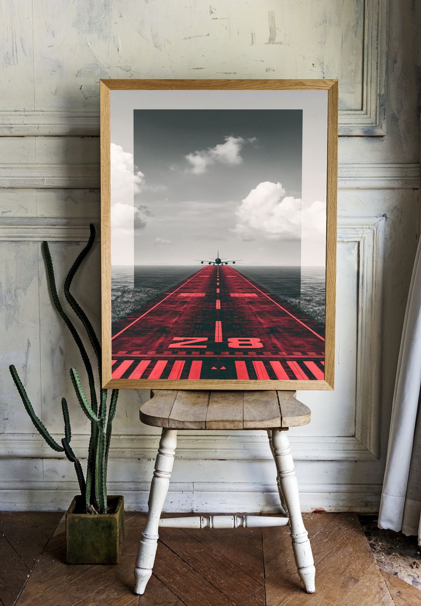 Runway 28 Airplane Photography Poster. room preview