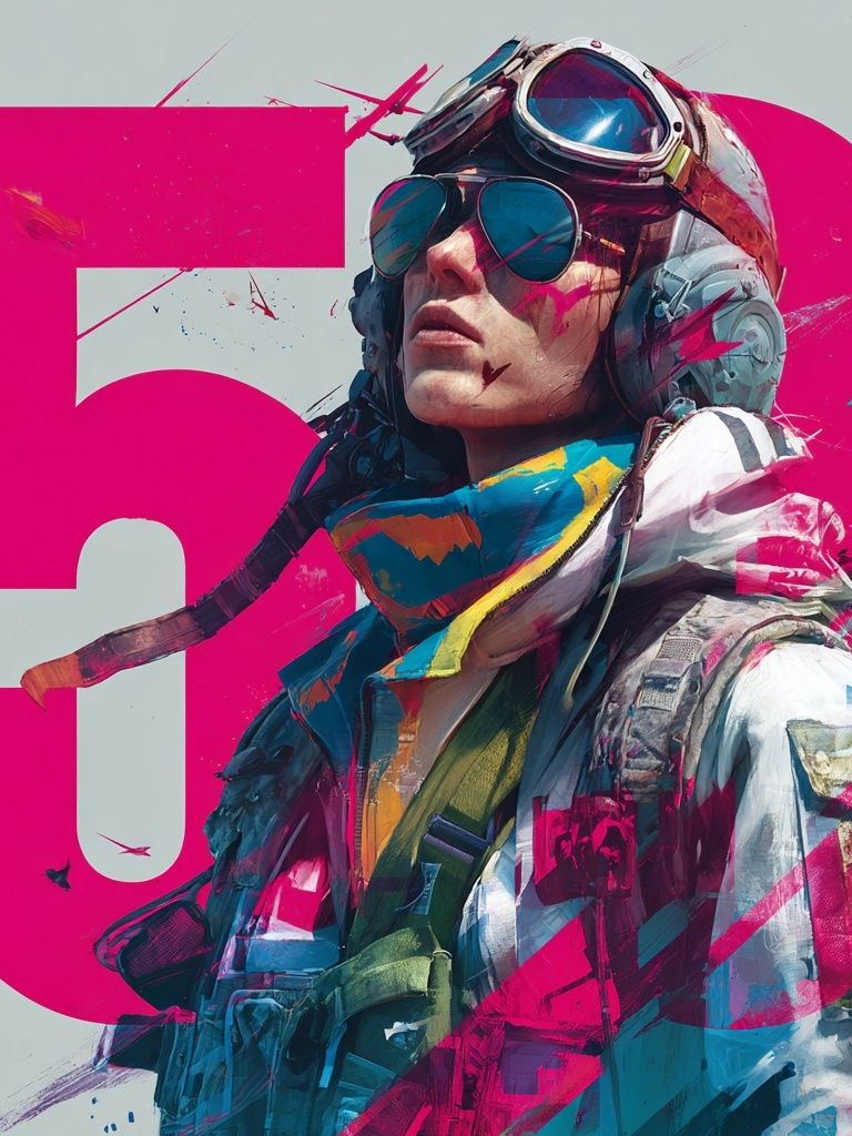 Aviator Portrait Digital Art Poster. poster — illustration art