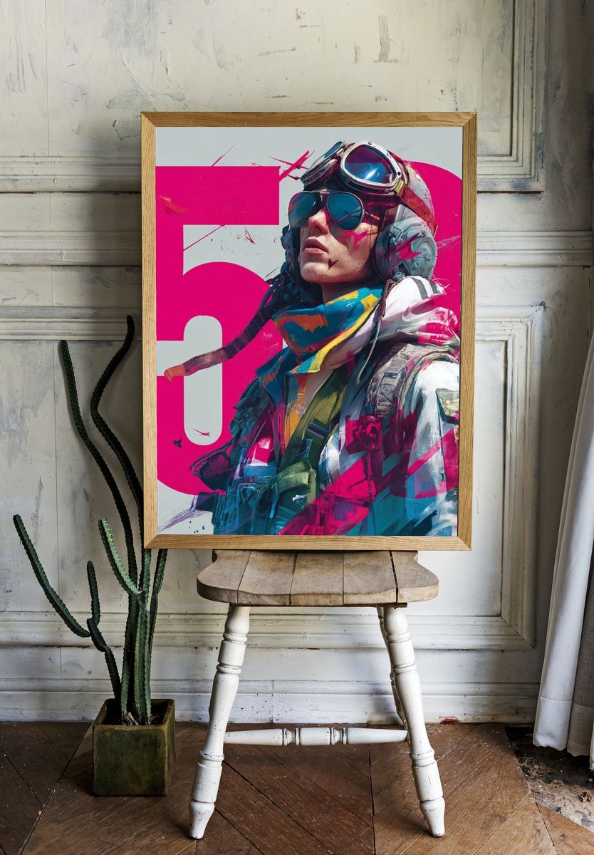 Aviator Portrait Digital Art Poster. room preview