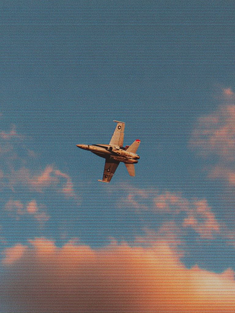 Jet Fighter in Sunset Sky Poster. poster detail