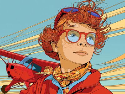 Red-Haired Aviator Portrait Print.
