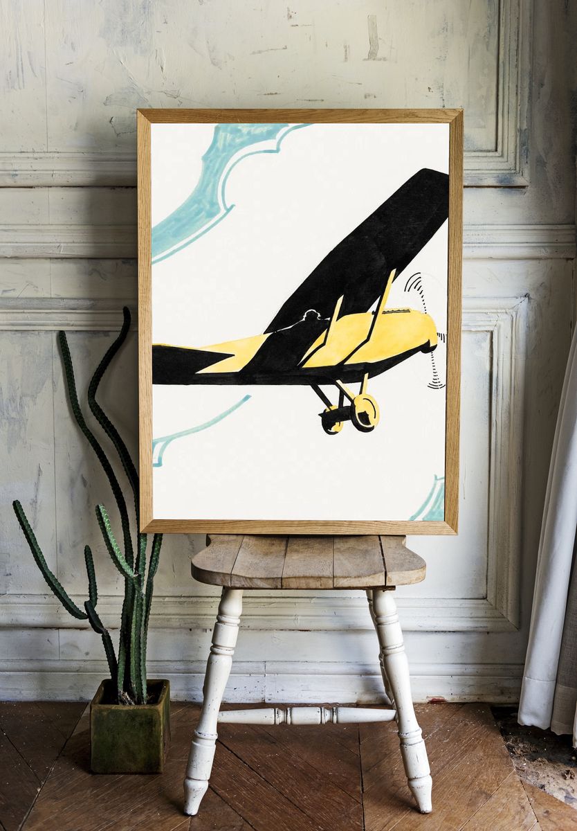 Vintage Airplane — Illustration Print room preview