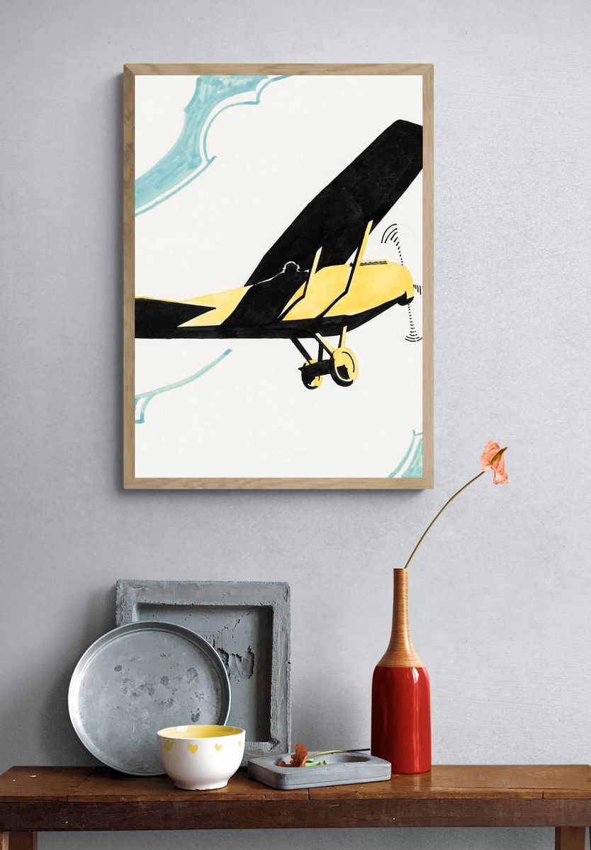 Vintage Airplane — Illustration Print. — room view 3