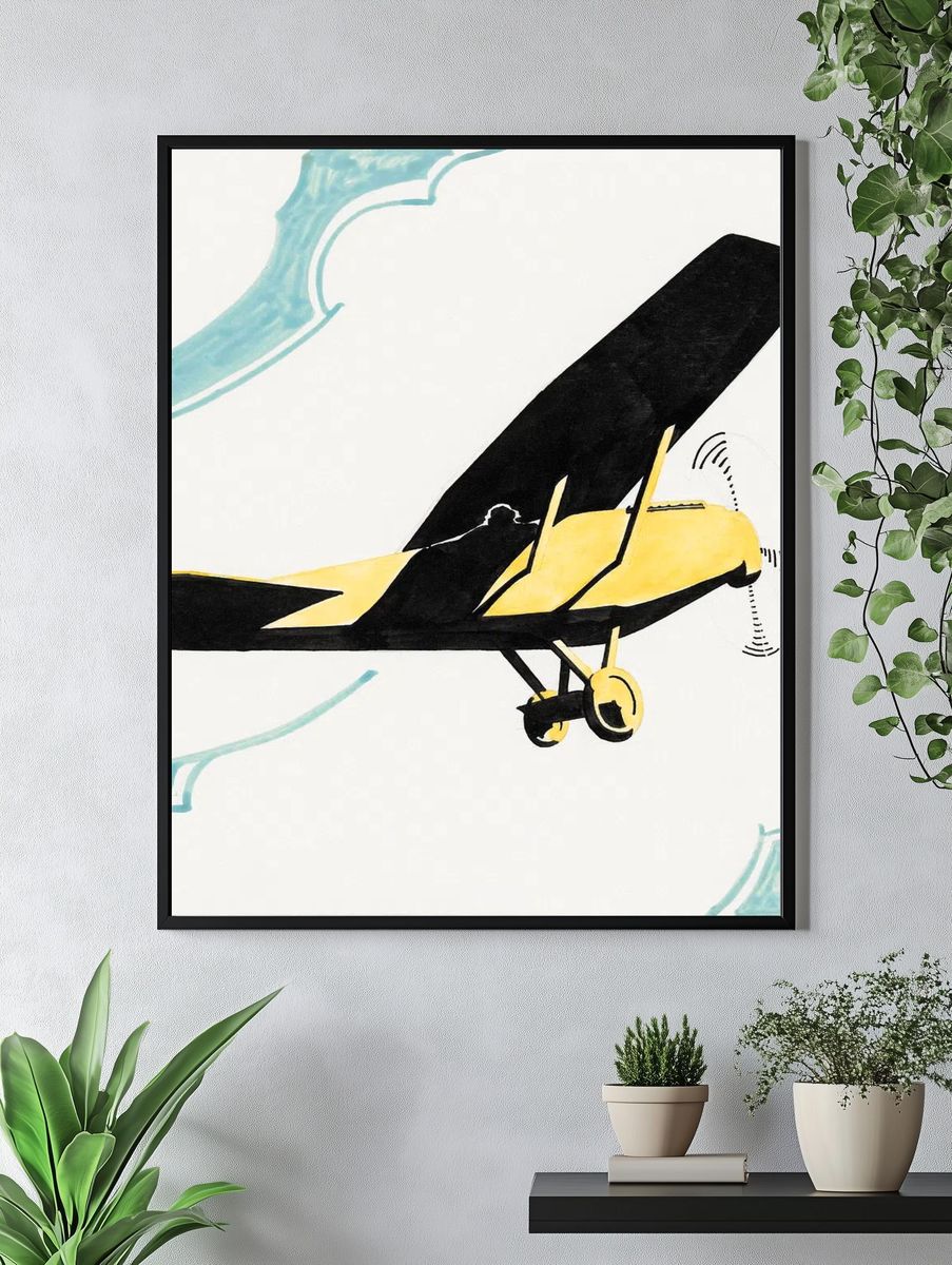 Vintage Airplane — Illustration Print. — room view 4