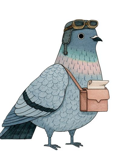 Aviator Pigeon Illustration Poster. poster