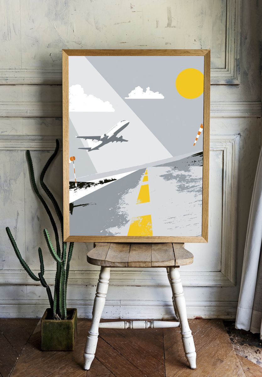 Airport Runway Minimalist Poster. — room view 1