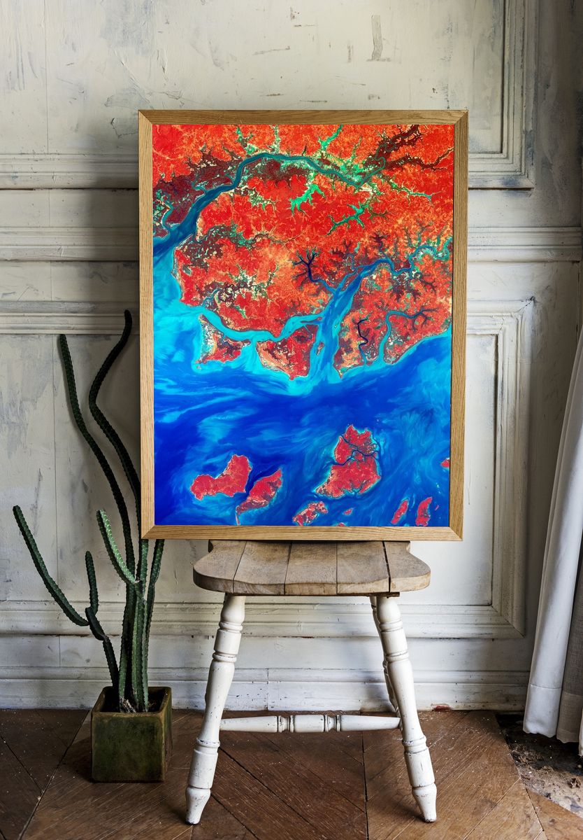 Vibrant Aerial Landscape — Abstract Print. room preview