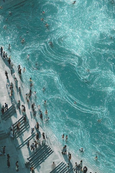 Aerial View of People Swimming — Photography Print. poster print