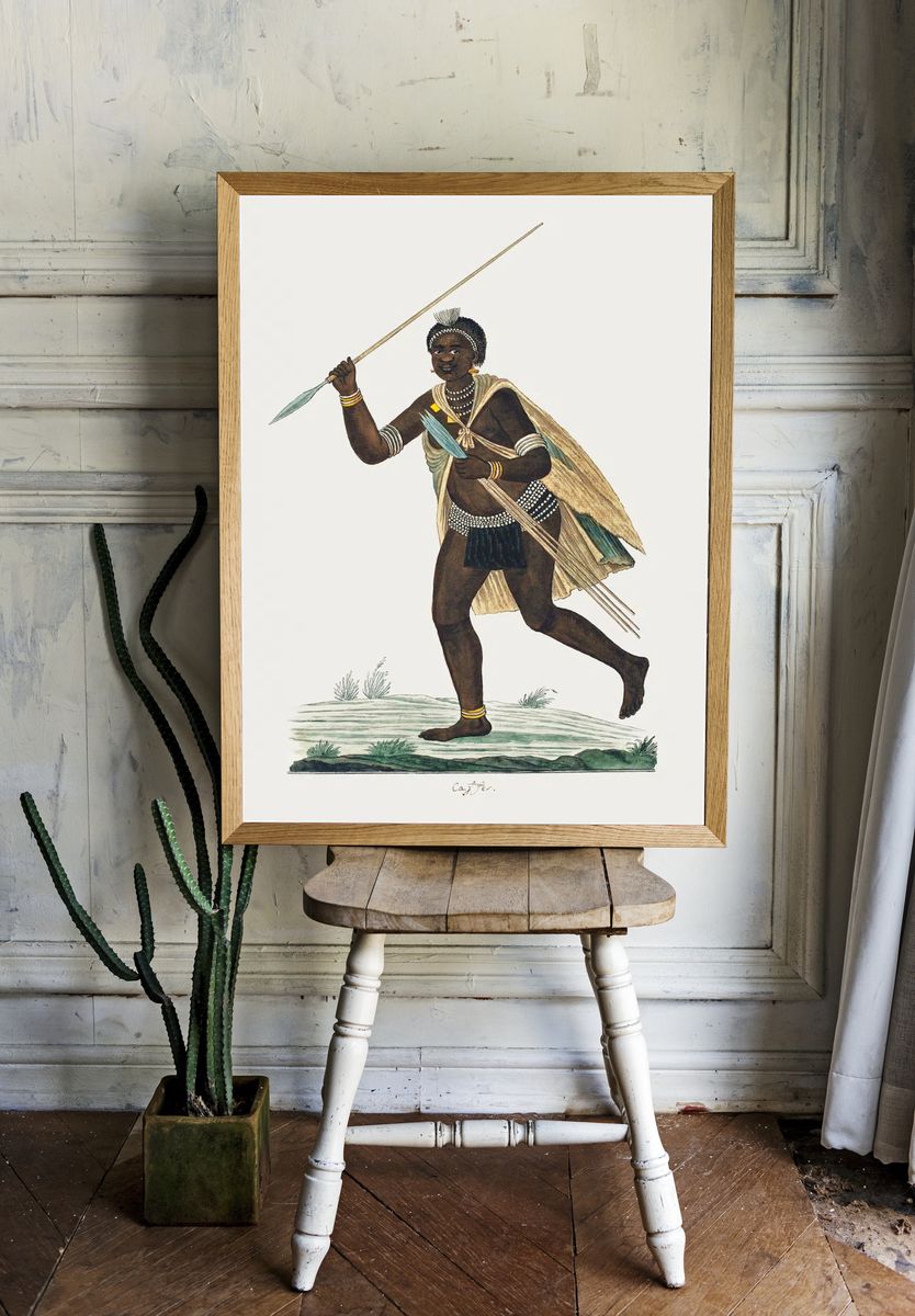 African Warrior — Vintage Print. room preview