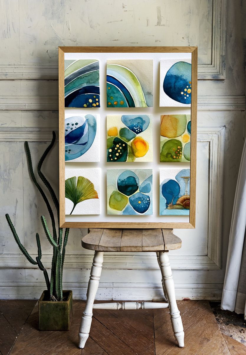 Abstract Watercolor Botanical Print. — room view 1