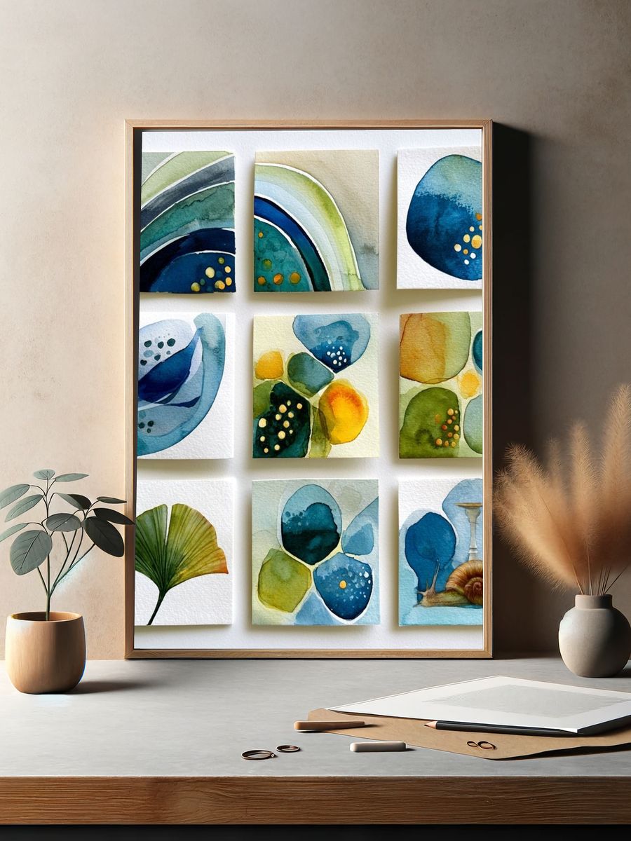 Abstract Watercolor Botanical Print. — room view 2