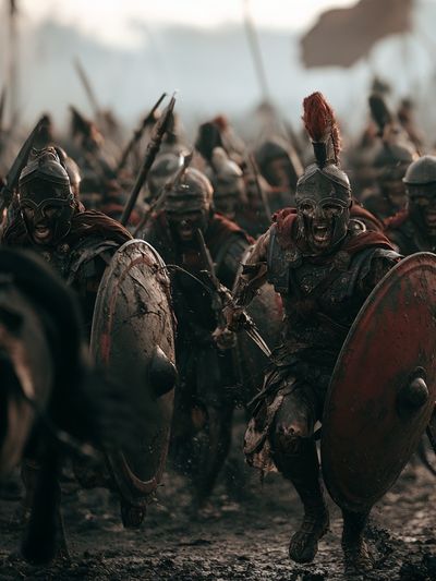 Ancient Warriors Battle Poster. poster