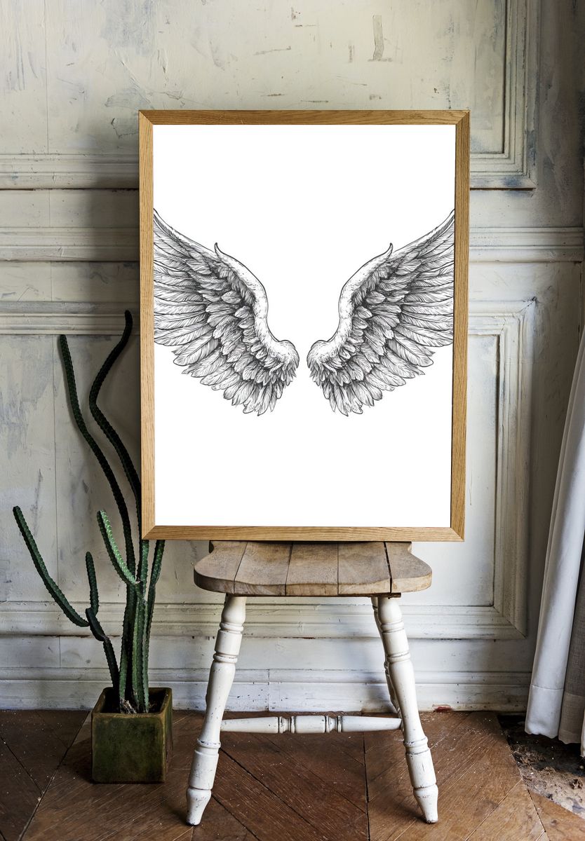 Angel Wings Line-Art Poster. room preview