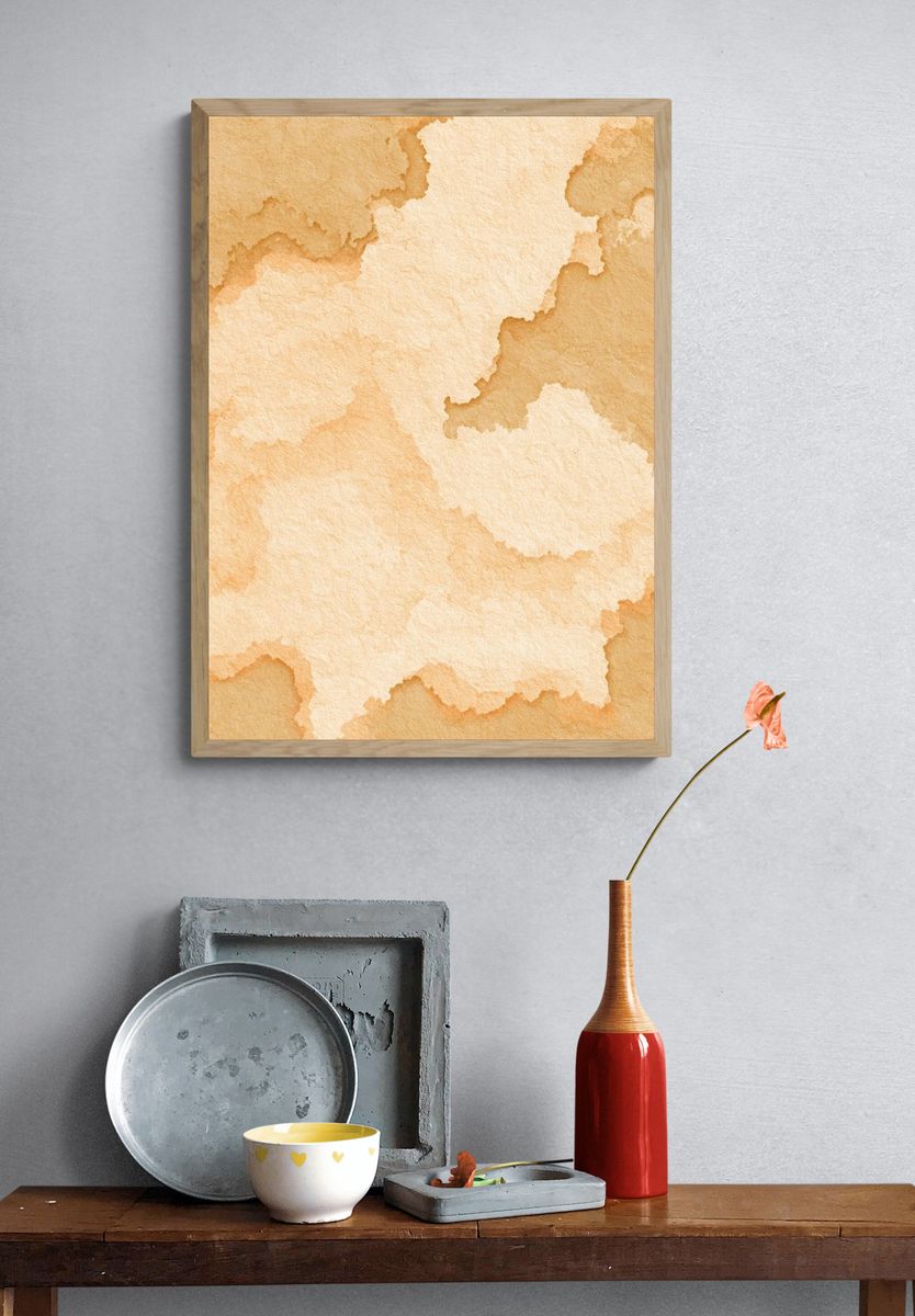 Warm Watercolor Wash Abstract Poster. — room view 3