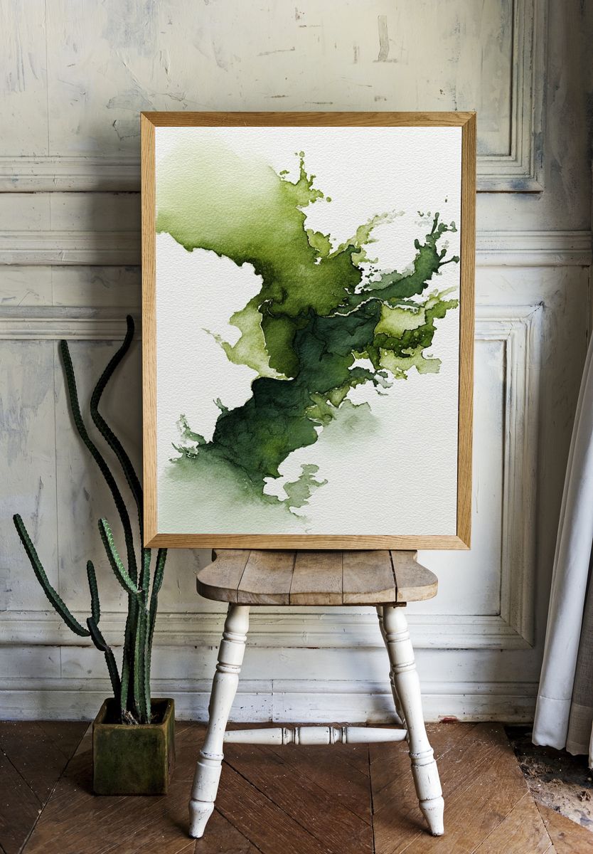 Abstract Green Watercolor Poster. room preview