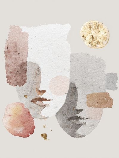 Soft Watercolor Faces Abstract Print. poster print