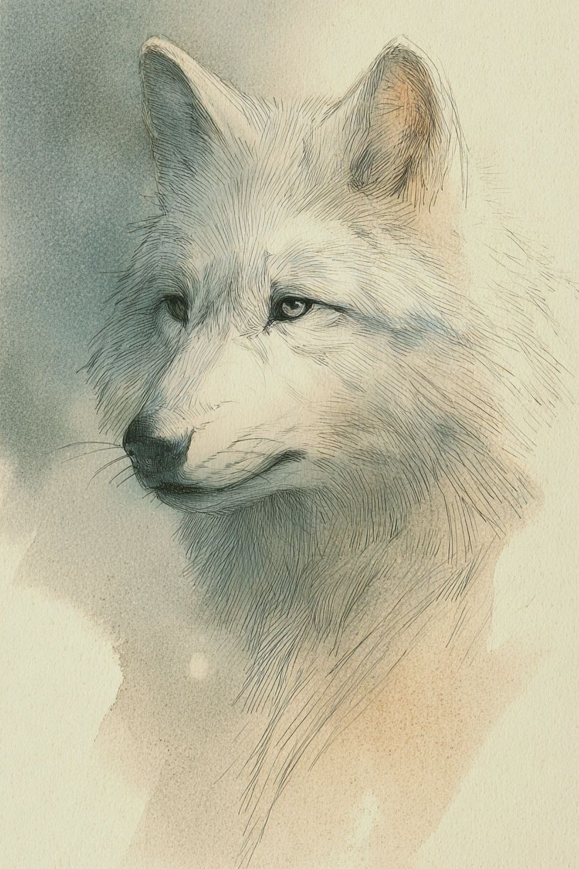 Arctic Wolf Watercolor Poster. poster detail